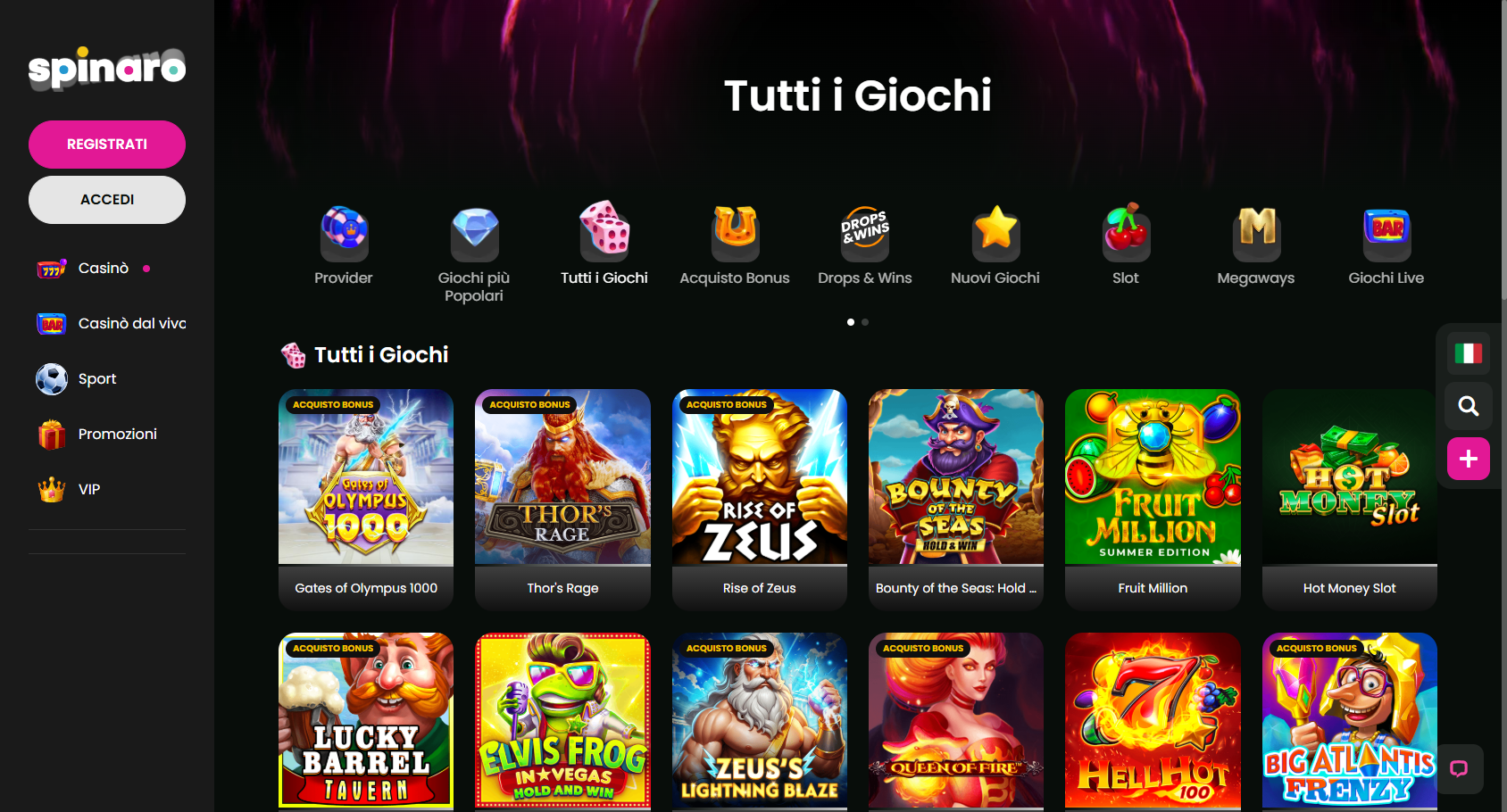 Spinaro slots