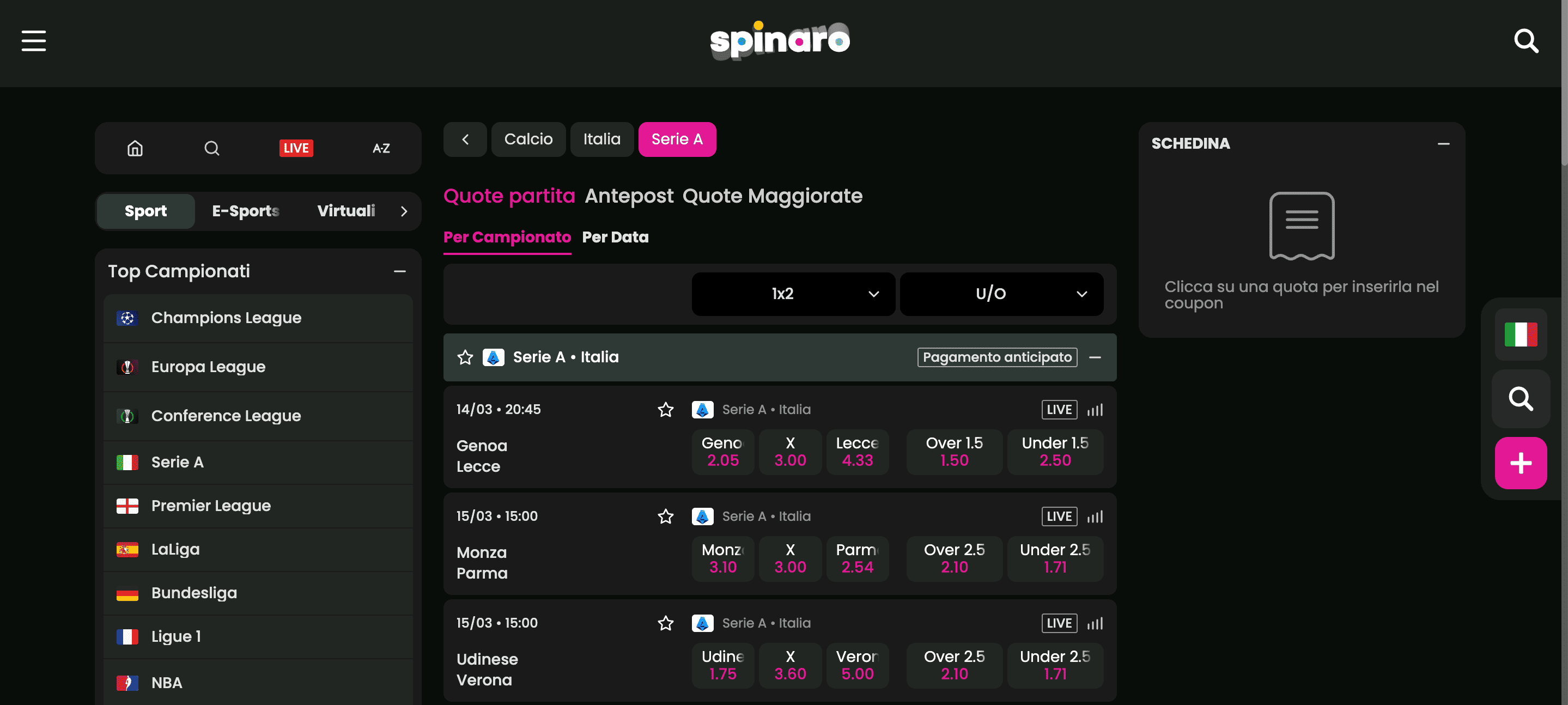 Spinaro Scommesse